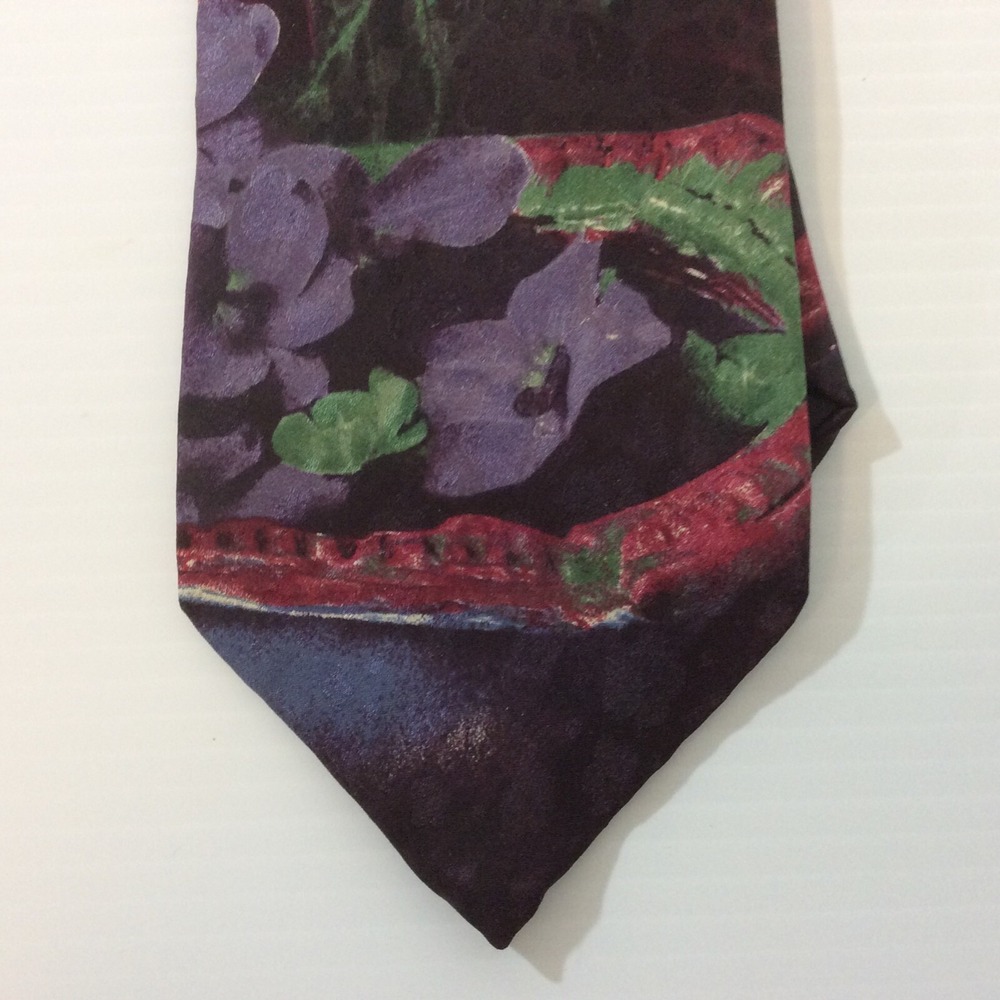 STRUCTURE Mens Necktie Tie Silk Italian Red Purple Green USA 3.75 in width